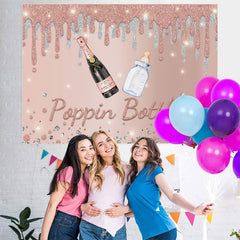 Lofaris Rose Golden And Silver Glitter Poppin Bottle Backdrop