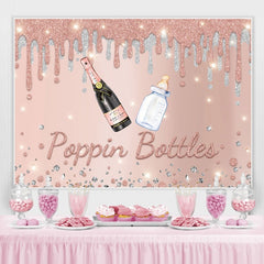 Lofaris Rose Golden And Silver Glitter Poppin Bottle Backdrop