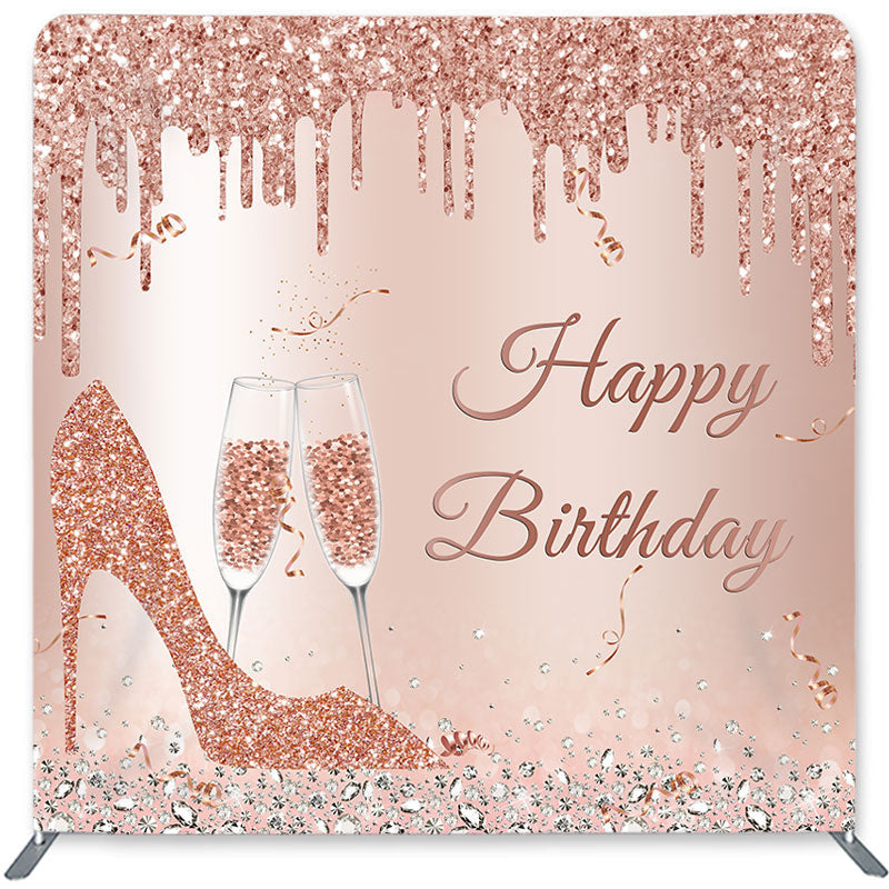 Lofaris Rose Golden High Heels Double-Sided Backdrop for Birthday