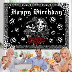 Lofaris Rose Of Death Rock Roll Happy Birthday Backdrop