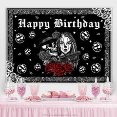 Lofaris Rose Of Death Rock Roll Happy Birthday Backdrop