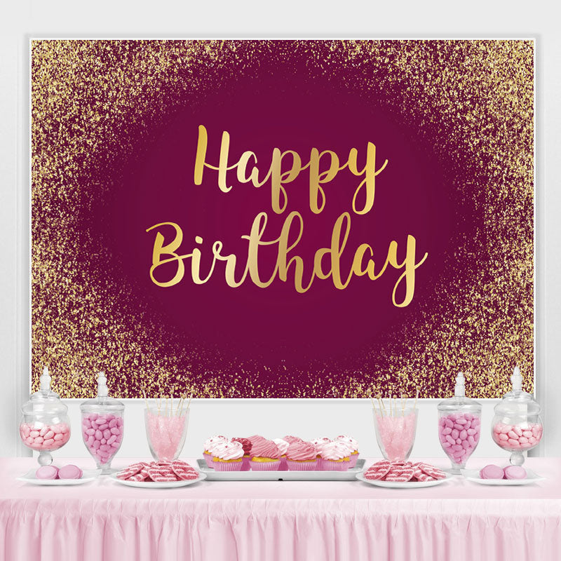 Glitter Pink Rose Gold Happy Birthday Party Backdrop