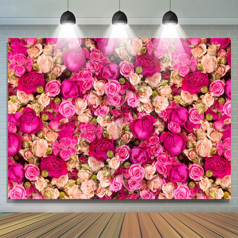 Lofaris Rose Red And Pink Floral Birthday Backdrop For Girl