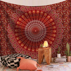 Lofaris Rose Red Lotus Bohemian Abstract Divination Wall Tapestry