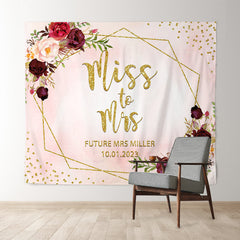 Lofaris Roses and Golden Border Light Pink Wedding Backdrop