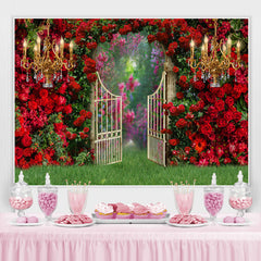 Lofaris Roses Leavels Garden Door With Gorgeous Light Backdrop