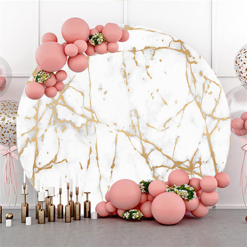 Lofaris Round Abstract Golden Marble Birthday Backdrop For Party