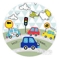 Lofaris Round Beep Traffic Sunny Day Birthday Backdrop