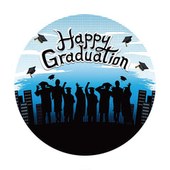 Lofaris Round Black And Blue Happy Graduation Backdrop For Party