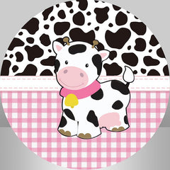 Lofaris Round Black And White Texture Cow Baby Shower Backdrop