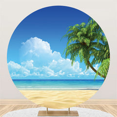 Lofaris Round Blue Sea And Sky Beach Holiday Summer Backdrop