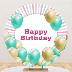 Lofaris Round Canary Yellow Balloon Happy Birthday Backdrop