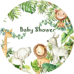 Lofaris Round Cute Animals Baby Shower Backdrop For Party