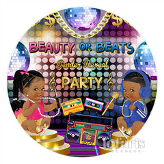 Lofaris Round Disco Gender Reveal Party Baby Shower Backdrop