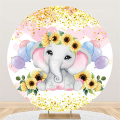 Lofaris Round Elephant Sunflower Balloon Baby Shower Backdrop
