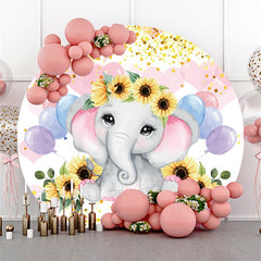 Lofaris Round Elephant Sunflower Balloon Baby Shower Backdrop