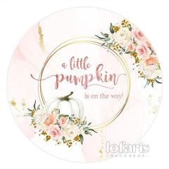 Lofaris Round Floral Pumpkin On The Way Baby Shower Backdrop