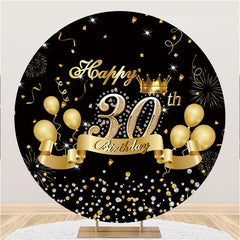 Lofaris Round Glitter 30th Happy Birthday Backdrop For Women