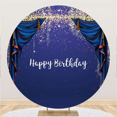 Lofaris Round Glitter And Purple Theme Happy Birthday Backdrop