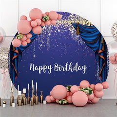 Lofaris Round Glitter And Purple Theme Happy Birthday Backdrop