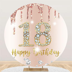 Lofaris Round Glitter Pink Diamond Happy 18th Birthday Backdrop