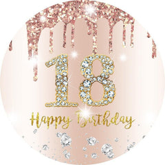 Lofaris Round Glitter Pink Diamond Happy 18th Birthday Backdrop