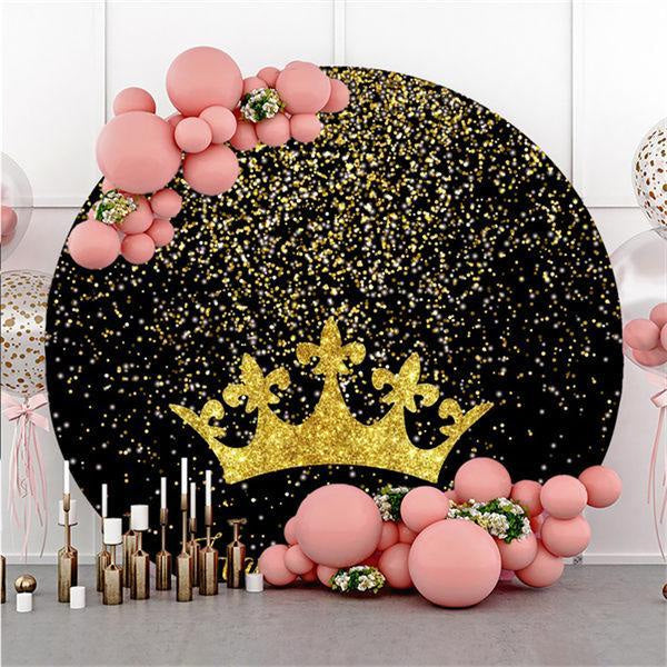 Round Glitter Silver And Gold Happy Birthday Backdrop - Lofaris