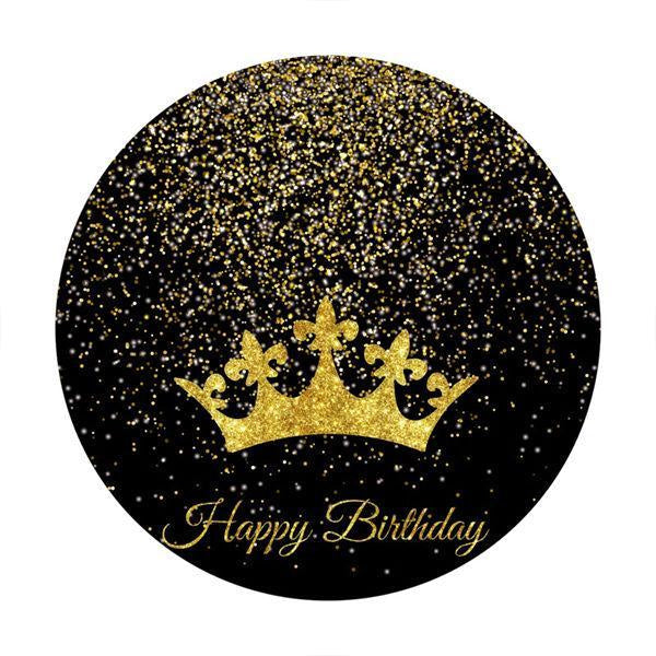 Round Glitter Silver And Gold Happy Birthday Backdrop - Lofaris