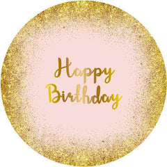 Lofaris Round Gold Glitter And Pink Happy Birthday Backdrop