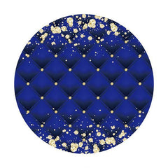 Lofaris Round Gold Glitter Navy Blue Happy Birthday Backdrop