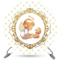 Lofaris Round Litter Baby And Brown Bear Shower Backdrop