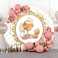 Lofaris Round Litter Baby And Brown Bear Shower Backdrop