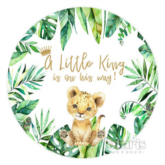 Lofaris Round Little King Is On His Way Baby Shower Backdrop