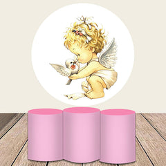 Lofaris Round Lovely Angle With Dove Flower Theme Backdrop Kit