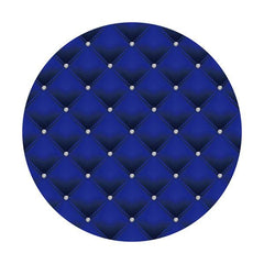 Lofaris Round Navy Blue Silver Dot Happy Birthday Backdrop