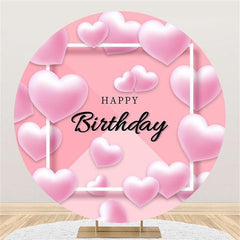 Lofaris Round Pink Love Black Happy Birthday Day For Party