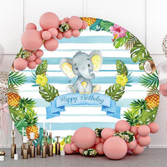 Lofaris Round Plants With Little Elephant Birthday Backdrop