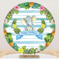 Lofaris Round Plants With Little Elephant Birthday Backdrop