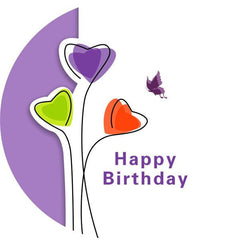 Lofaris Round Purple Butterfly Happy Birthday Backdrop For Girl