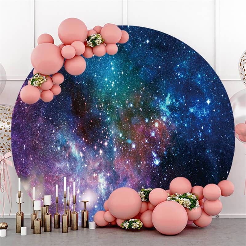 Lofaris Round Starry Sky Happy Birthday Backdrop For Party