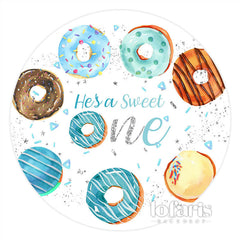 Lofaris Round Sweet Donut Happy 1St Birthday Backdrop For Boy