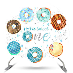 Lofaris Round Sweet Donut Happy 1St Birthday Backdrop For Boy