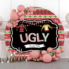 Lofaris Round Ugly Red Sweater Theme Happy Birthday Backdrop