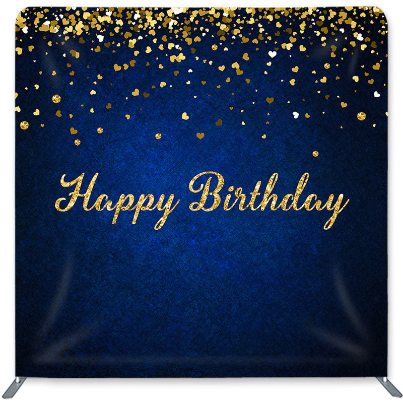 Lofaris Royal Blue Gold Glitter Double-Sided Backdrop for Birthday