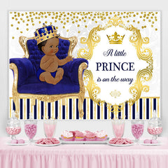 Lofaris Royal Blue Gold King Chair Crown Baby Shower Backdrop