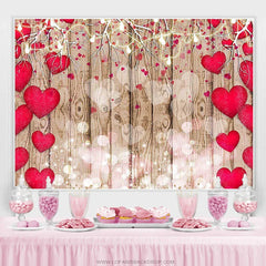 Lofaris Rustic Wood Red Love Heart Girl Birthday Backdrop