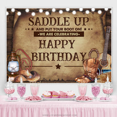 Lofaris Saddle Up And Put Your Boot On Happy Birthday Backdrop