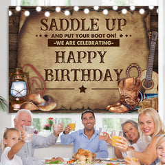 Lofaris Saddle Up And Put Your Boot On Happy Birthday Backdrop