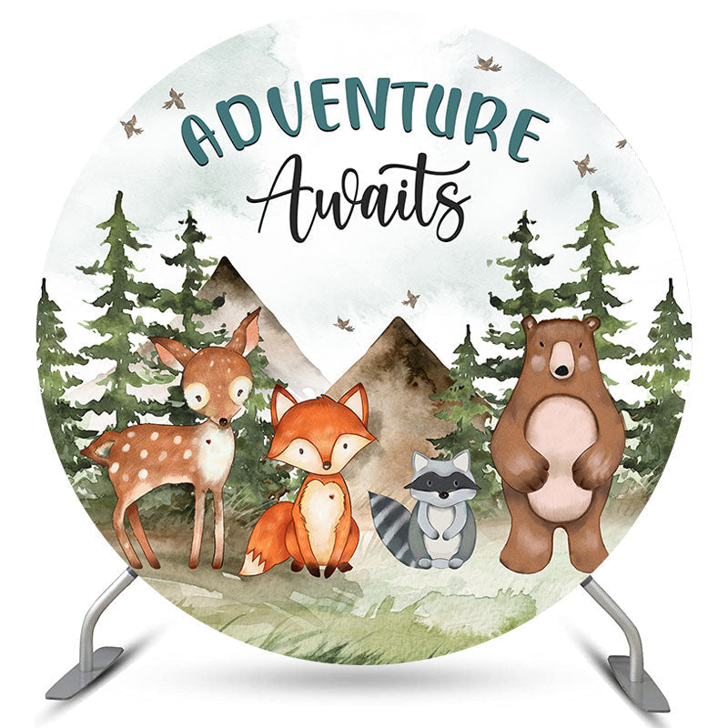 Lofaris Safari Adventure Awaits Circle Baby Shower Backdrop