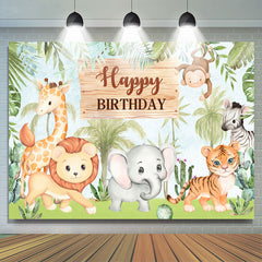 Lofaris Safari Little Animals Green Trees Birthday Backdorp